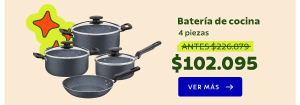 Batería de cocina 4 piezas Ahora $102.095